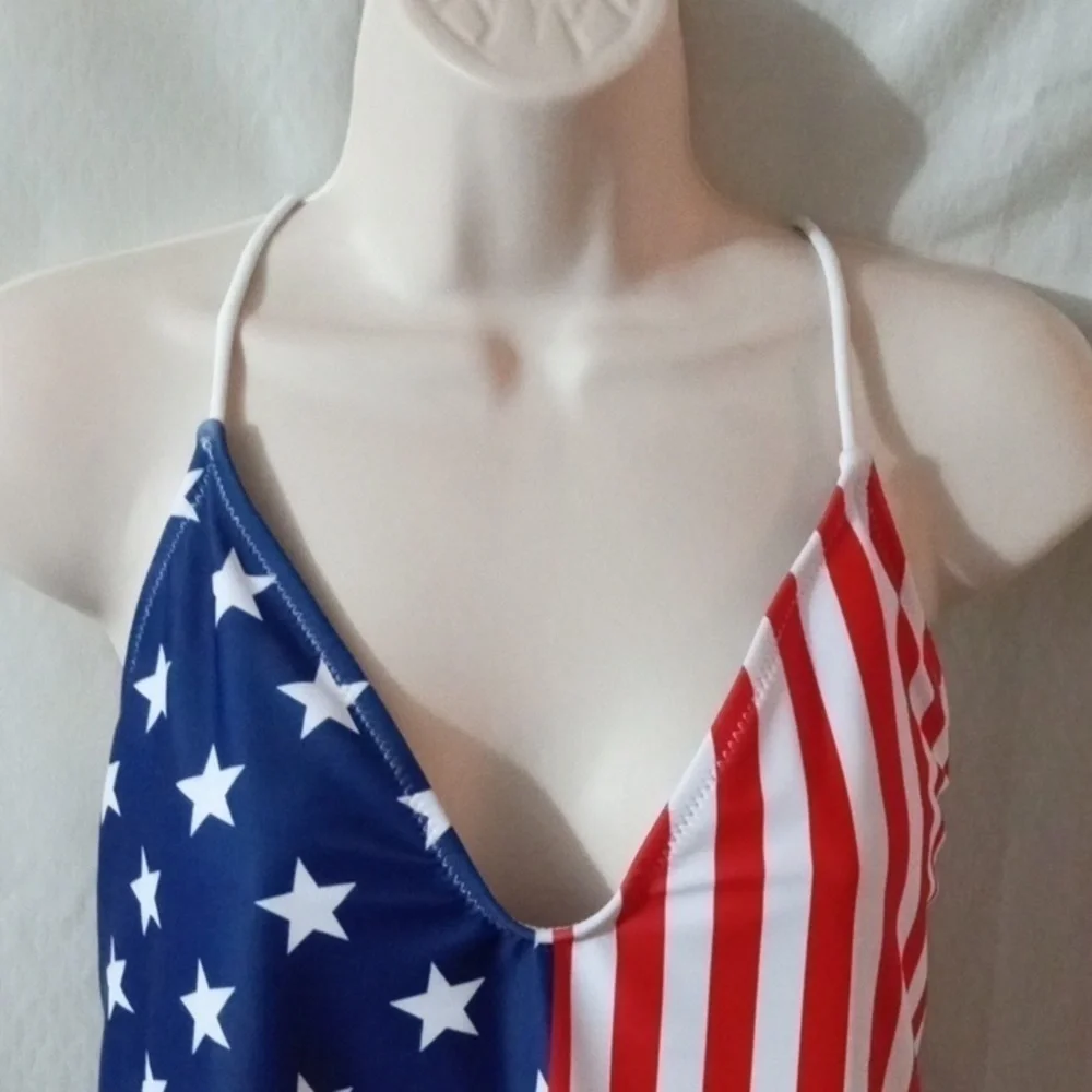 Ekouaer 1 Piece Swimwear size XXL Flag Design Red White Blue Pre-owned